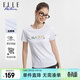 ELLE ACTIVE絲柔棉印花圓領(lǐng)短袖T恤女夏季抑菌精選時(shí)尚氣質(zhì)百搭透氣上衣女 字母-白色 M
