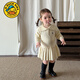 G.duck女童連衣裙春款洋氣甜美針織裙寶寶春季衣服2026新款可愛(ài)長(cháng)袖裙子 黃色針織連衣裙 100 cm *建議26-30斤左右*