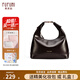 FUFUNI弗芙妮時(shí)尚餃子女包2026新款單肩復古精致手提斜挎包包兩用包禮物高級感 棕色