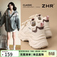 ZHR則則厚底老爹鞋女2026新款內增高女鞋春秋輕便運動(dòng)鞋子女 KS270米棕37