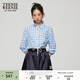 Teenie Weenie小熊女裝襯衫夏季清新學(xué)院格紋田園翻領(lǐng)襯衣 藍色 L