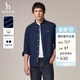 哈吉斯（HAZZYS）男裝 春秋款純棉男士襯衣寬松外穿仿牛仔長(cháng)袖襯衫男ASCZK1CCX44
