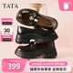 他她（TATA）偵探家厚底小皮鞋女黑色樂(lè )福鞋英倫風(fēng) 黑色 37