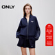 ONLY2025秋季新款云感面料寬松插肩立領(lǐng)長(cháng)袖衛衣女|12539R017 E38海洋藍色 XS