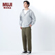 MUJI男式 粗細不均棉線(xiàn)緊密編織拉鏈連帽衫男士衛衣男生 AB1O7A5S 灰色 L (175/100A)