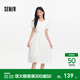 森馬（Semir）森馬連衣裙女夏不規則拼接木耳邊泡泡袖收腰優(yōu)雅氣質(zhì)設計感中長(cháng)裙 本白10101 L