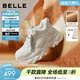 百麗（Belle）馬賽克百搭老爹鞋女2026春新商場(chǎng)款厚底增高休閑鞋F1K1DAM6預售 米白-絨里 34 (220mm)
