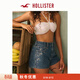 HOLLISTER25夏Y2K碎花刺繡高腰熱褲牛仔短褲女裝349-5297 深色 24 160/60A 00標準版
