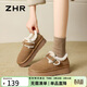 ZHR雪地靴女冬季反絨牛皮保暖棉鞋女厚底百搭勃肯女鞋 JQ18駝色38