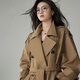 AQRQ卡其色風(fēng)衣外套女2025秋季新款經(jīng)典廓形大翻領(lǐng)雙排扣氣質(zhì)系帶大衣 卡其色 M 【116-125斤】