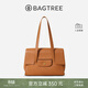 BAGTREE【明星同款】包包樹(shù)海豚包輕奢植鞣皮托特包大容量通勤女士電腦包 大號-焦糖色 能裝14寸MacBook 高級小眾