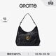 GROTTO個(gè)樂(lè )經(jīng)典黑石hobo包大小號植鞣綿羊皮腋下單肩斜挎軟包通勤禮物 經(jīng)典黑 金標L
