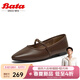 Bata時(shí)裝瑪麗珍春季新款牛皮復古通勤淺口淑女單鞋5801DAQ5騏驥紅 棕色 38