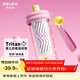 物生物（RELEA）tritan材質(zhì)防摔茶水分離吸管杯便攜大容量女生杯子 粉波椰椰 660ml