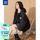 唐獅（TonLion）2025女連帽壓印羽絨服簡(jiǎn)約百搭 黑色 L