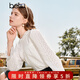 百圖betu女裝秋新款襯衫韓風(fēng)荷葉領(lǐng)泡泡袖刺繡蕾絲襯衫女2309T55 米白 M