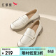 紅蜻蜓樂(lè )福鞋女春秋季英倫風(fēng)方頭軟底單鞋女方跟皮鞋女WLB14137 米色 38