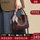 viney牛皮水桶包包女包新款斜挎包高檔生日女神節38婦女節禮物老婆 【咖啡色】三八實(shí)用高級送老婆女友品牌單肩包 輕奢百搭休閑洋氣手提包