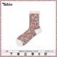 Tabio百合花紋襪子女秋冬舒適百搭優(yōu)雅花卉中筒襪時(shí)尚設計感女襪 奶白色 1雙 均碼 22.5-24.5cm