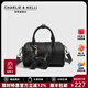 CHARLIE&KELLI品牌章若楠同款波士頓女包新款包包女士手提包情人節生日禮物女生 黑色【生日禮物送女友送老婆】