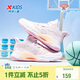 特步（XTEP）兒童童鞋女童緩震運動(dòng)訓練系帶籃球鞋 淺櫻粉 33