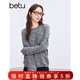 百圖betu女裝冬季新款毛衣圓領(lǐng)慵懶風(fēng)毛巾繡提花套頭毛衫2411T40 灰色 M