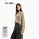 MO&Co.毛衣手工拉毛含馬海毛綿羊毛短款寬松軟糯船領(lǐng)闊袖摩安珂 曲奇色 XS 155