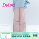 笛莎（DEESHA）童裝女童羽絨褲2025冬季新款女孩加厚保暖工裝羽絨褲棉褲 淺粉色 160