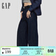 蓋璞（GAP）女裝秋季款縫線(xiàn)無(wú)彈中腰寬松經(jīng)典闊腿牛仔褲休閑長(cháng)褲793153