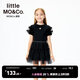 little MO&Co.抑菌 little moco童裝25夏裝新款女童網(wǎng)紗泡泡袖愛(ài)心修身短袖上衣 黑色 160 160/76