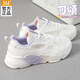 361°女鞋運動(dòng)鞋女春季新款軟底網(wǎng)面跑步鞋輕便透氣老爹鞋通勤鞋子女 羽毛白/粉筆紫 【店長(cháng)推薦】 38 【官方正品，假一罰十】