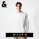 杰克·瓊斯（JACK&JONES）男裝夏季新款男士舒適基礎百搭日常休閑圓領(lǐng)寬松長(cháng)袖T恤225302001 A06本白色 常規 XL （185）