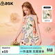 ASK JUNIOR女童連衣裙夏季中大童童趣涂鴉時(shí)尚滿(mǎn)印休閑兒童吊帶公主裙130