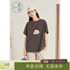 紫涵（ZIHAN）紫涵小狗印花圓領(lǐng)短袖T恤女夏季新款可愛(ài)少女感寬松直筒上衣 學(xué)院灰 L
