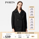 PORTS寶姿 秋冬新款女裝時(shí)尚拼接毛呢大衣外 毛呢大衣女LW9N088XCP012 黑色 M (6)