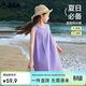 ASK JUNIOR女童裙子2025夏季兒童輕薄無(wú)袖連衣裙中大童公主裙沙灘長(cháng)裙 紫色