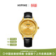 西普尼金表（HIPINE）手表女新款復古羅馬腕表金表女防水石英芯純金999情侶生日禮物 【男款-黑帶】金重2g+