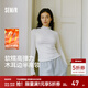 森馬（Semir）長(cháng)袖T恤女半高領(lǐng)緊身純色冬季2025新款發(fā)熱抓絨木耳邊打底衫 奶白10501 M
