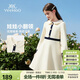 英氏（YEEHOO）女童連衣裙兒童裙子中大童裝娃娃領(lǐng)長(cháng)裙學(xué)院風(fēng)淑女春裝 米白 150