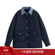 茵曼（INMAN）假兩件牛仔襯衫領(lǐng)棉衣女2025冬季時(shí)尚百搭寬松保暖夾棉外套 深藍色 M