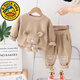 G.duck小黃鴨兒童衛衣套裝男童秋裝冬款兩件套帥氣2嬰兒衣服1歲男寶寶 咖色 100 cm