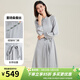金菊25新款重磅真絲桑蠶絲A字裙中式國風(fēng)立領(lǐng)褶皺斜襟長(cháng)袖女式連衣裙 灰色 L
