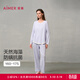 愛(ài)慕（Aimer）海藻睡眠衣女含天然海藻纖維助眠防螨抗菌家居套裝 薰衣草色9VA M /165