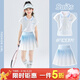 優(yōu)優(yōu)1點(diǎn)（Yoyo one）女童羽毛球套裝速干運動(dòng)服兒童冰絲涼感短袖大童百褶裙子網(wǎng)球訓練 6126藍色+19027白色 140