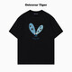 OSTRAVAR TIGER潮牌專(zhuān)柜新款2026春夏手繪慵懶風(fēng)寬松純棉短袖男女t恤上衣打底衫 經(jīng)典黑 S 80-100斤