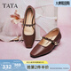 他她（TATA）復古紅色瑪麗珍鞋女鞋平底淺口單鞋春季新款 酒紅 38