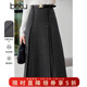 百圖betu女裝冬季新款半身裙時(shí)髦復古人字紋高腰半身裙女2311T97 深灰 M