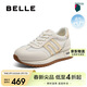 百麗跑道拼色休閑鞋女夏季透氣商場(chǎng)復古舒適鞋D5P2DBM5 米白/金 38