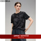 COCOBELLA水墨扎染褶皺短袖T恤金屬標圓領(lǐng)休閑通勤半袖TS0067 水墨藍 M