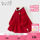 戴維貝拉（DAVE＆BELLA）純棉兒童連衣裙學(xué)院風(fēng)女童公主裙春季新款女寶寶童裙小童裙子 紅色【現貨】 110 cm（建議身高100-110cm）